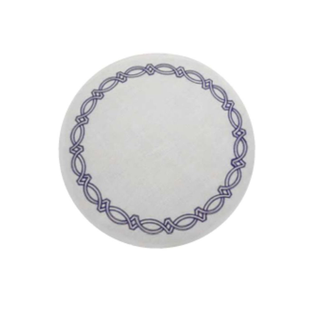 Kit - Jogo Americano Truly Branco c/ Azul - Linha Ricamo