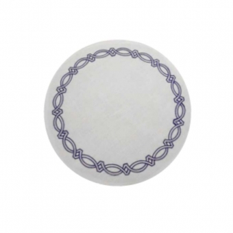 Kit - Jogo Americano Truly Branco c/ Azul - Linha Ricamo