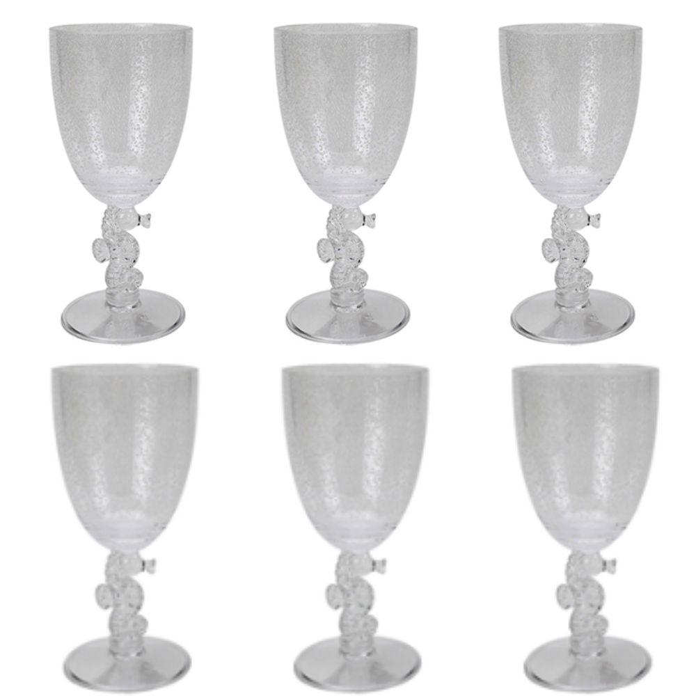 Jogo c/ 6 Taça Transparente Cavalo Marinho